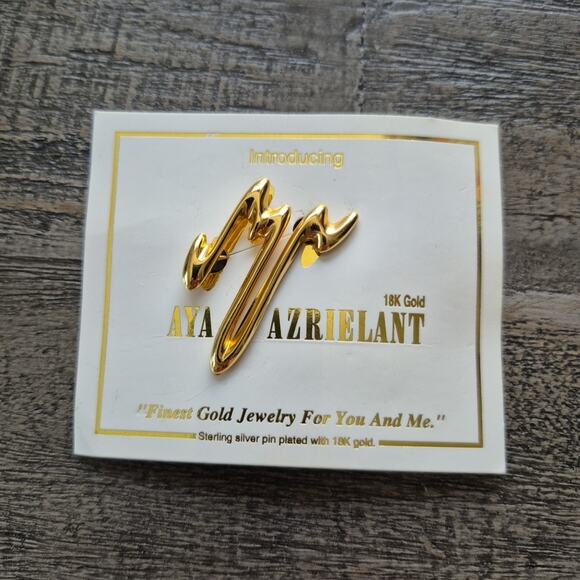 Aya Azrielant Artform Pin Brooch 18K Plated Gold Sterling Silver - Picture 1 of 11